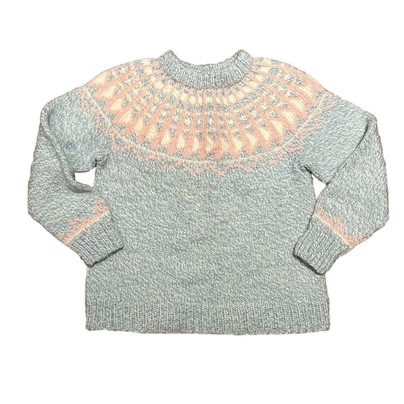 Vintage Mary Maxim Sweater Wool Fair Isle Nordic Ski  Women's L XL* Hand Knitted - Picture 1 of 10